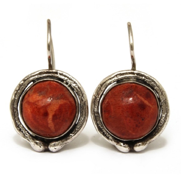 Vintage Silpada Sterling Silver Red Sponge Coral Earrings W0876 - Picture 8 of 16